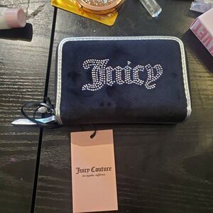 JUICY COUTURE Wallet Silver Black Velvet Rhinestones Y2K, 90s 2000s New Trendy